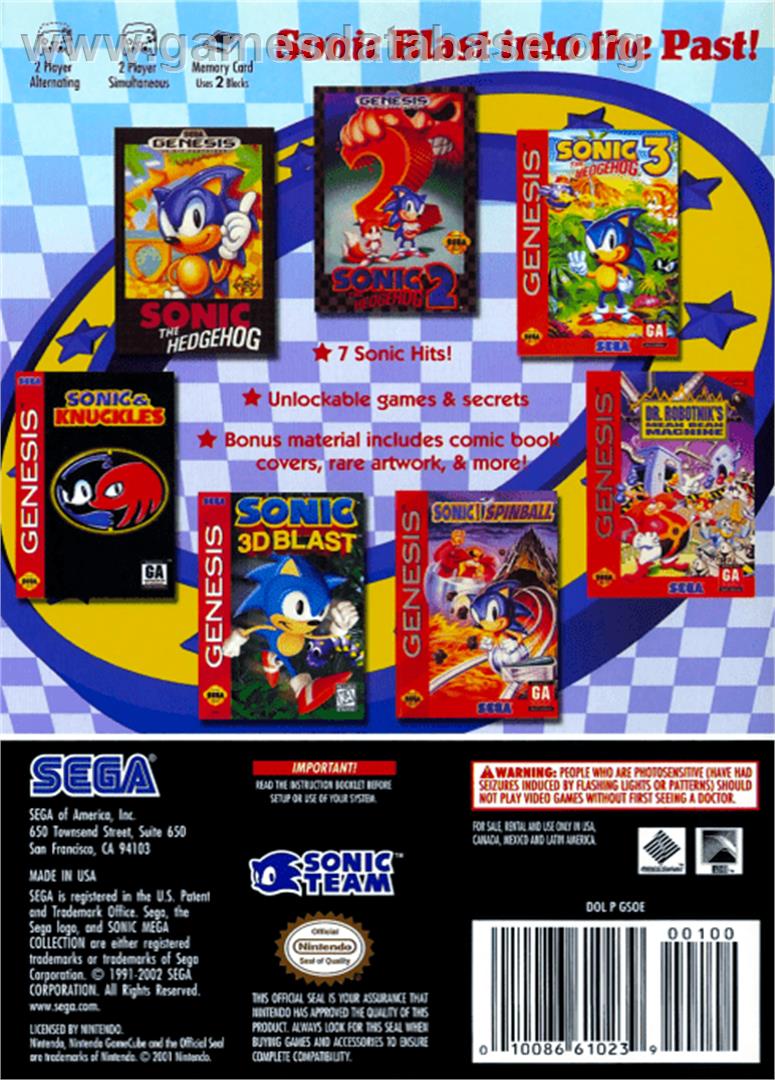 Sonic Mega Collection - Nintendo GameCube - Artwork - Box Back