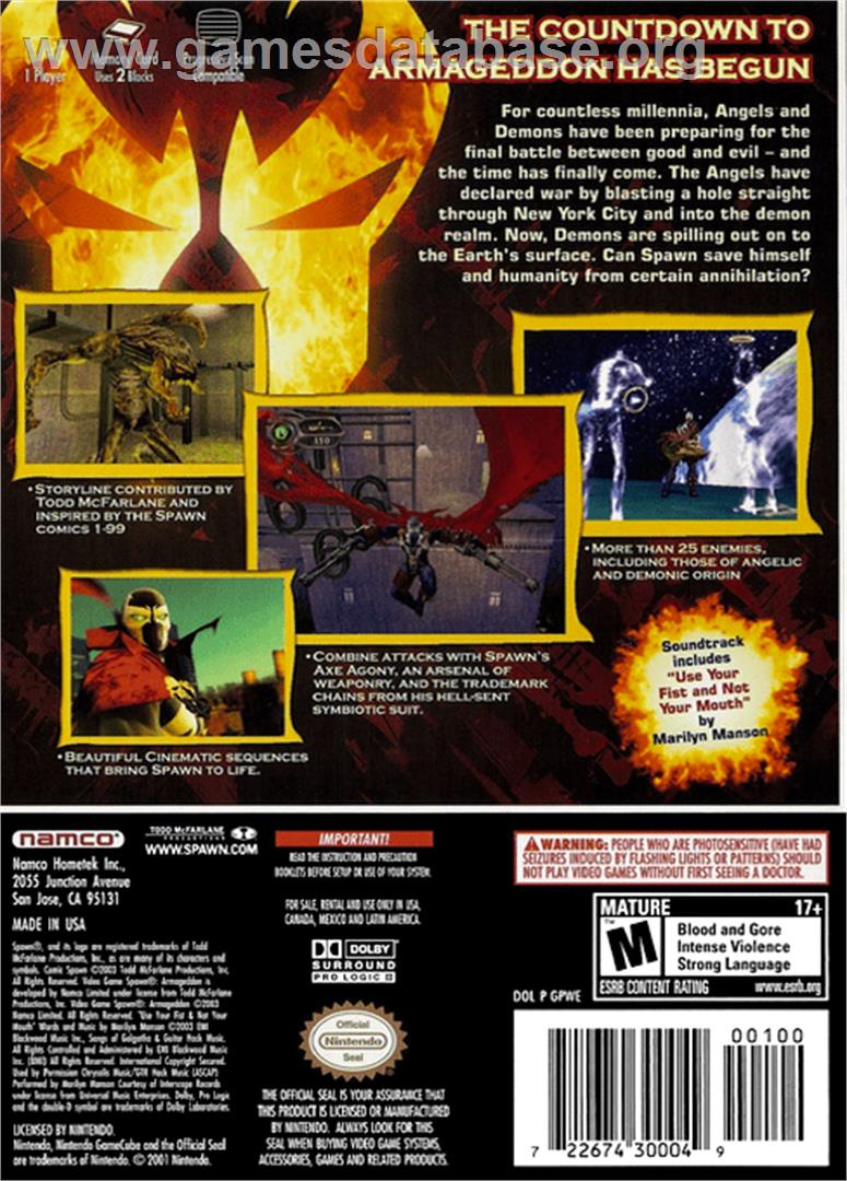 Spawn: Armageddon - Nintendo GameCube - Artwork - Box Back
