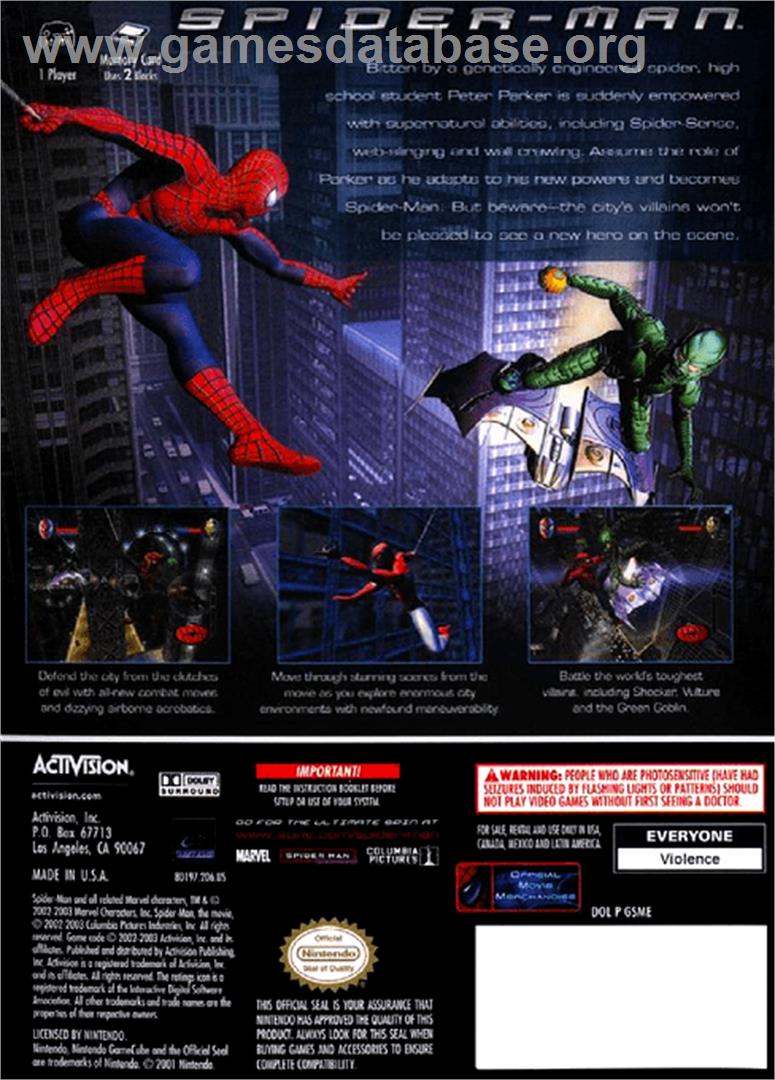 Spider-Man: The Movie - Nintendo GameCube - Artwork - Box Back