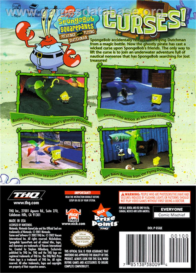SpongeBob SquarePants: Revenge of the Flying Dutchman - Nintendo GameCube - Artwork - Box Back