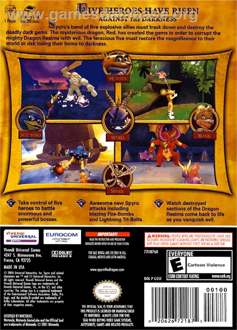 Spyro: A Hero's Tail - Nintendo GameCube - Artwork - Box Back