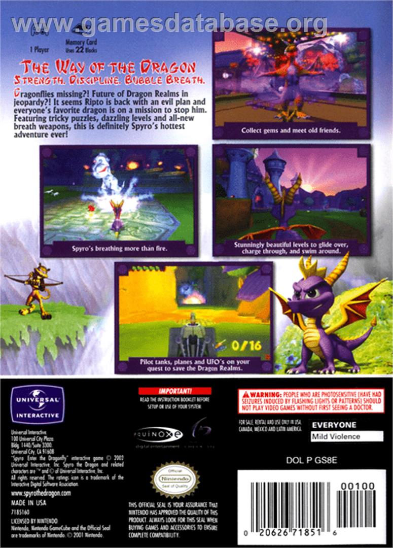 Spyro: Enter the Dragonfly - Nintendo GameCube - Artwork - Box Back