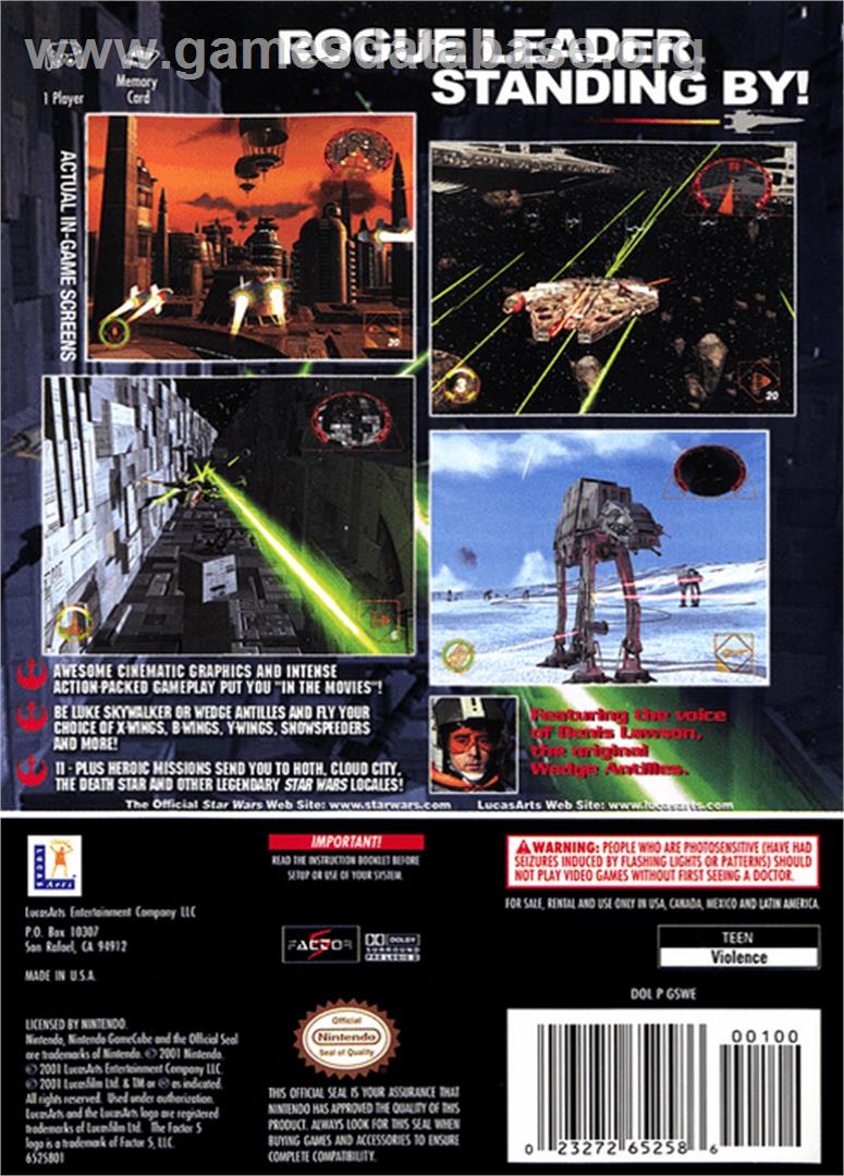 Star Wars: Rogue Squadron II - Rogue Leader - Nintendo GameCube - Artwork - Box Back