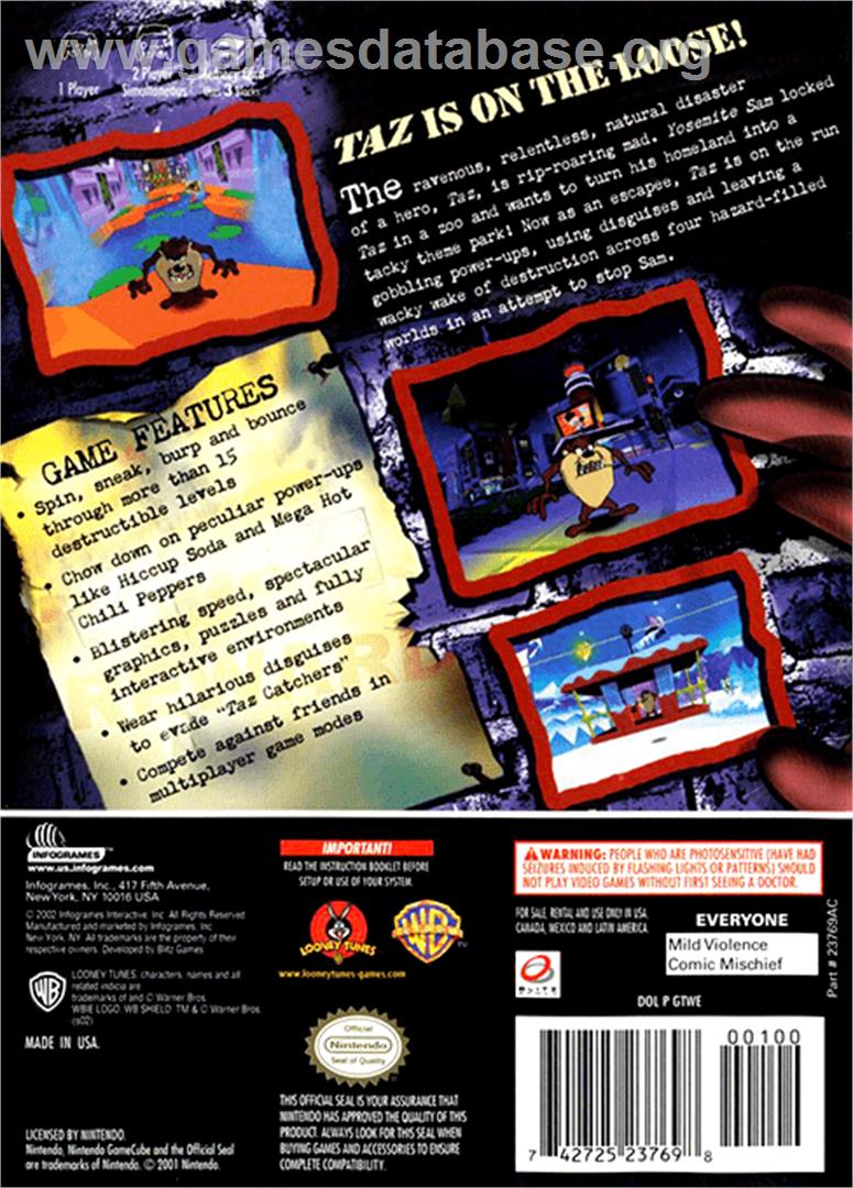 Taz: Wanted - Nintendo GameCube - Artwork - Box Back