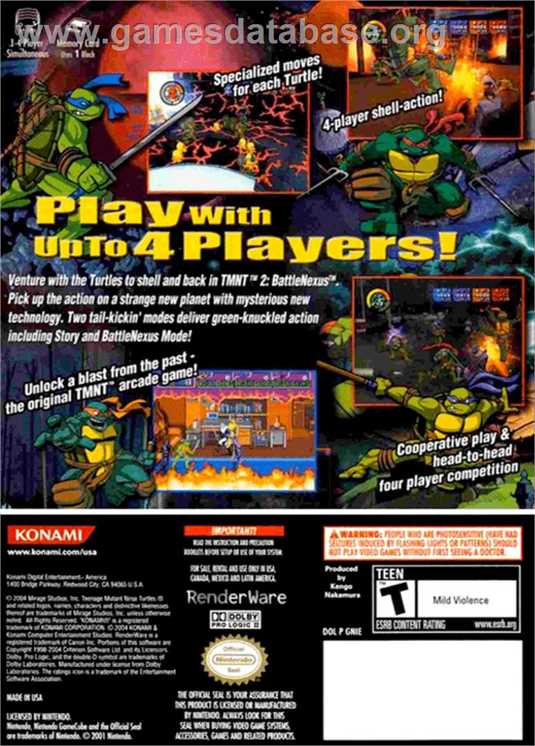 Teenage Mutant Ninja Turtles 2: Battle Nexus - Nintendo GameCube - Artwork - Box Back