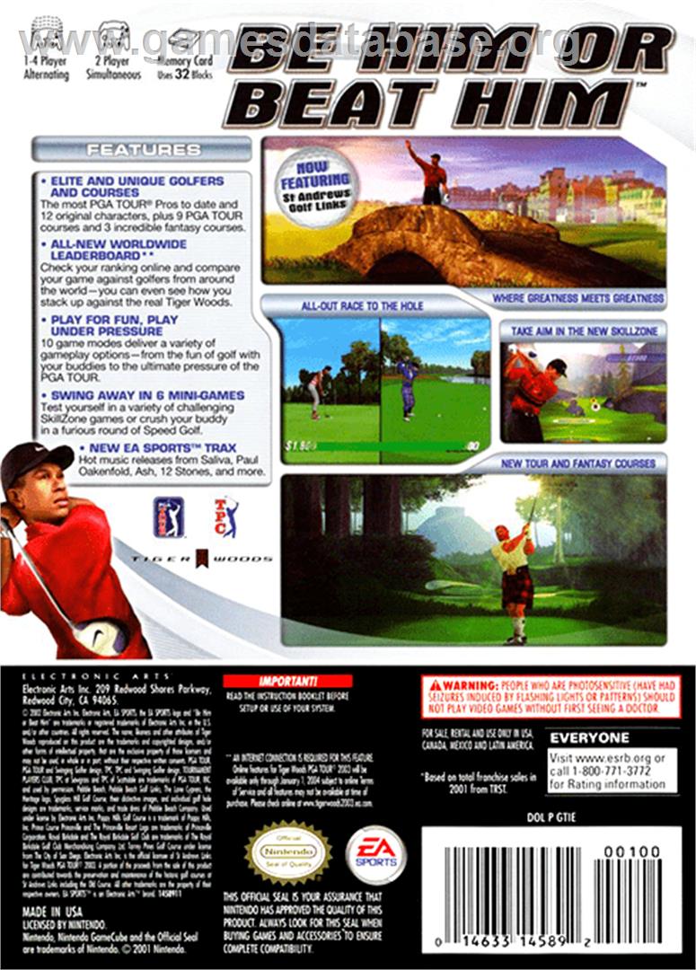 Tiger Woods PGA Tour 2003 - Nintendo GameCube - Artwork - Box Back