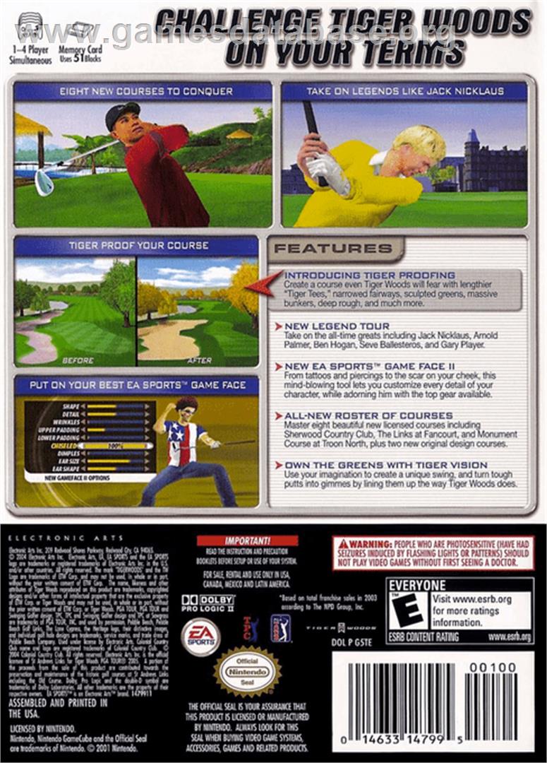 Tiger Woods PGA Tour 2005 - Nintendo GameCube - Artwork - Box Back