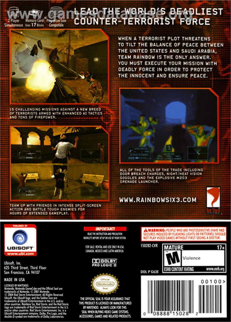 Tom Clancy's Rainbow Six 3: Raven Shield - Nintendo GameCube - Artwork - Box Back