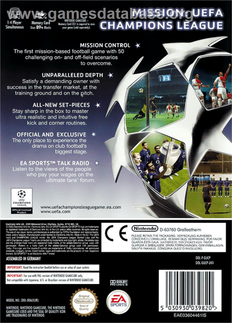 UEFA Champions League 2004-2005 - Nintendo GameCube - Artwork - Box Back