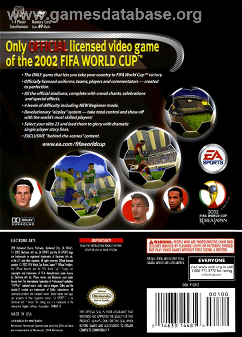 World Cup 2002 - Nintendo GameCube - Artwork - Box Back