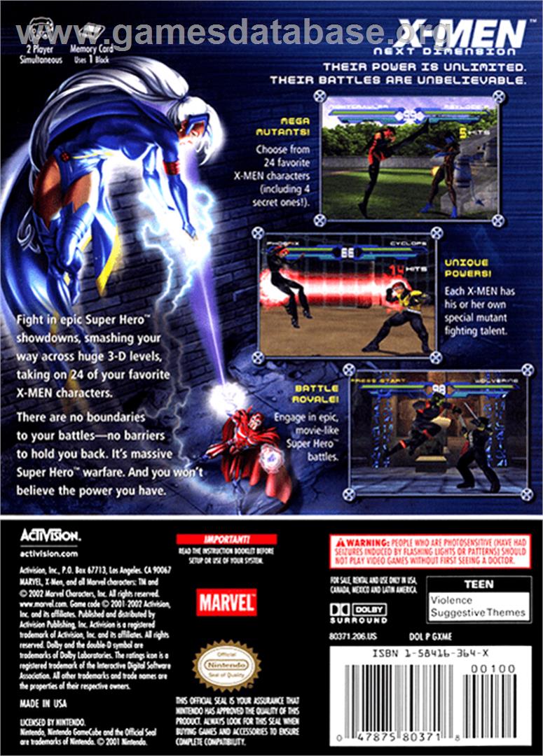 X-Men: Next Dimension - Nintendo GameCube - Artwork - Box Back