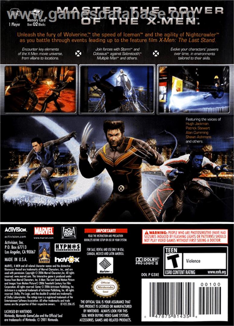 X-Men: The Official Game - Nintendo GameCube - Artwork - Box Back