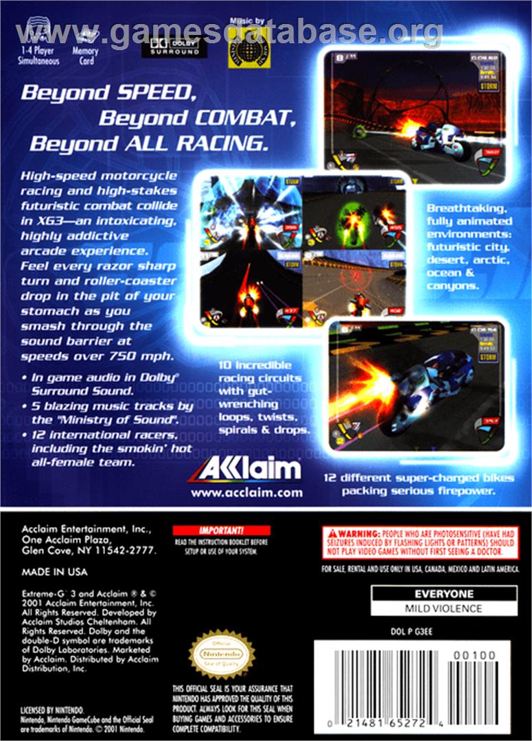 XG3: Extreme G Racing - Nintendo GameCube - Artwork - Box Back