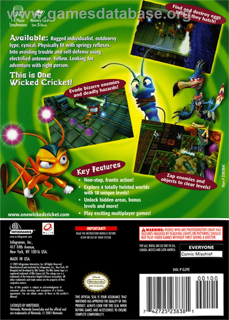 Zapper: One Wicked Cricket - Nintendo GameCube - Artwork - Box Back