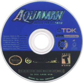 Artwork on the Disc for Aquaman: Battle for Atlantis on the Nintendo GameCube.