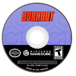 Artwork on the Disc for Burnout on the Nintendo GameCube.