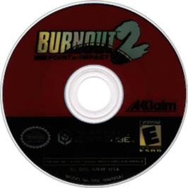 Artwork on the Disc for Burnout 2: Point of Impact on the Nintendo GameCube.