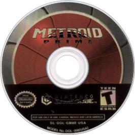 Artwork on the Disc for Metroid Prime on the Nintendo GameCube.