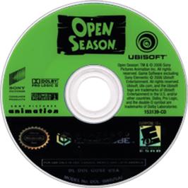 Artwork on the Disc for Open Season on the Nintendo GameCube.