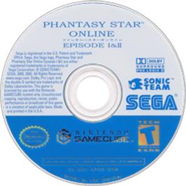 Artwork on the Disc for Phantasy Star Online Episode I & 2 on the Nintendo GameCube.