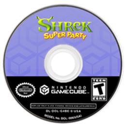 Artwork on the Disc for Shrek Super Party on the Nintendo GameCube.