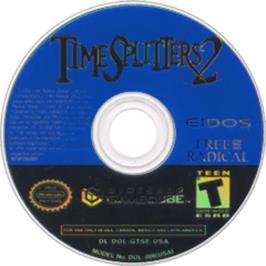 Artwork on the Disc for TimeSplitters 2 on the Nintendo GameCube.