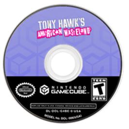 Artwork on the Disc for Tony Hawk's American Wasteland on the Nintendo GameCube.