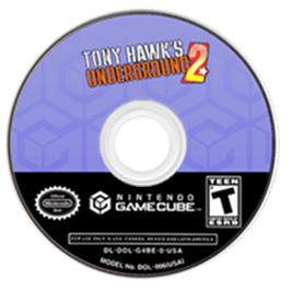 Artwork on the Disc for Tony Hawk's Underground 2 on the Nintendo GameCube.