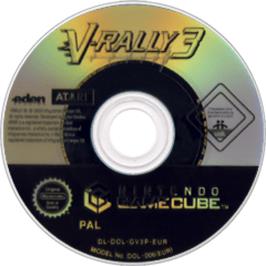 Artwork on the Disc for V-Rally 3 on the Nintendo GameCube.