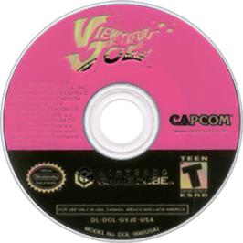 Artwork on the Disc for Viewtiful Joe on the Nintendo GameCube.