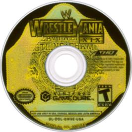 Artwork on the Disc for WWE Wrestlemania XIX on the Nintendo GameCube.