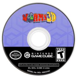 Artwork on the Disc for Worms 3D on the Nintendo GameCube.