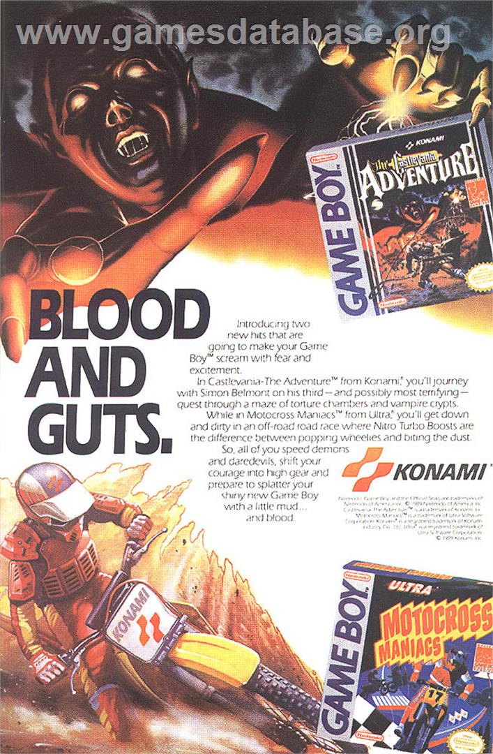 Castlevania: The Adventure - Nintendo Game Boy - Artwork - Advert