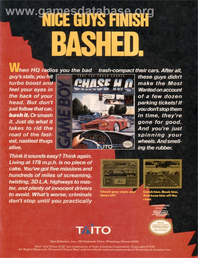 Chase H.Q. - Nintendo Game Boy - Artwork - Advert