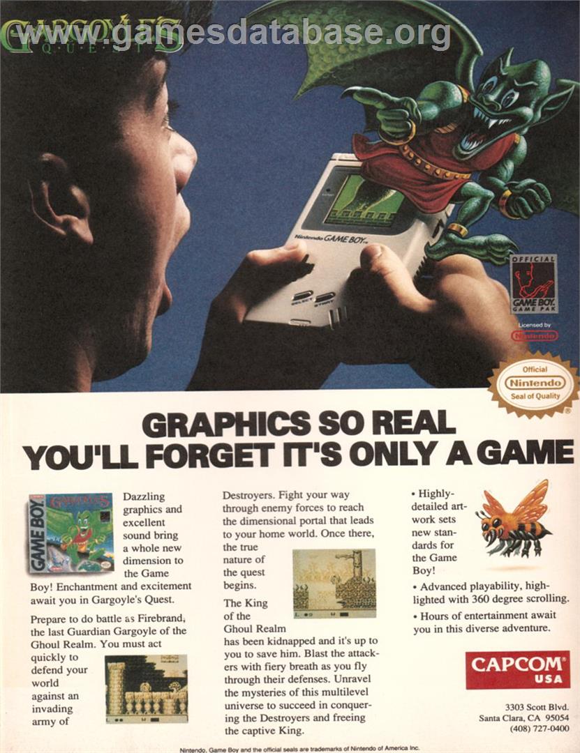 Gargoyle's Quest - Nintendo Game Boy - Artwork - Advert