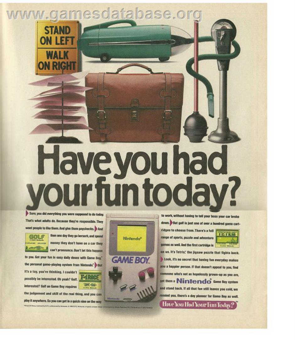 Golf - Nintendo Game Boy - Artwork - Advert