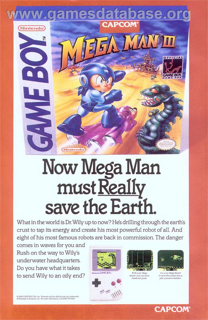 Mega Man III - Nintendo Game Boy - Artwork - Advert