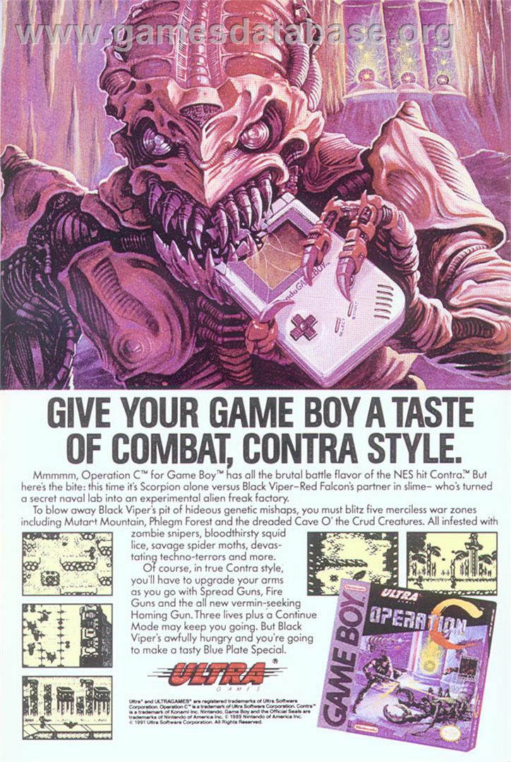 Operation C - Nintendo Game Boy - Artwork - Advert