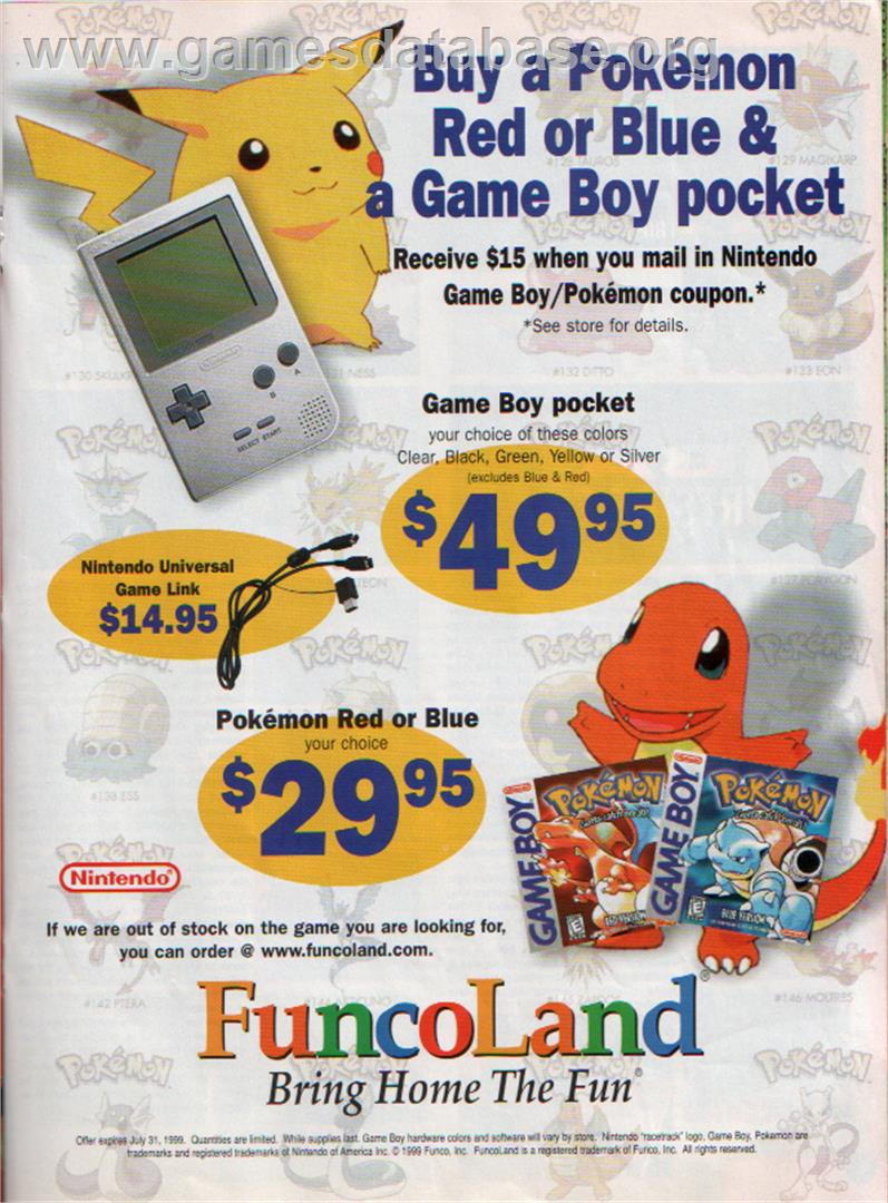 Pokemon - Blue Version - Nintendo Game Boy - Artwork - Advert