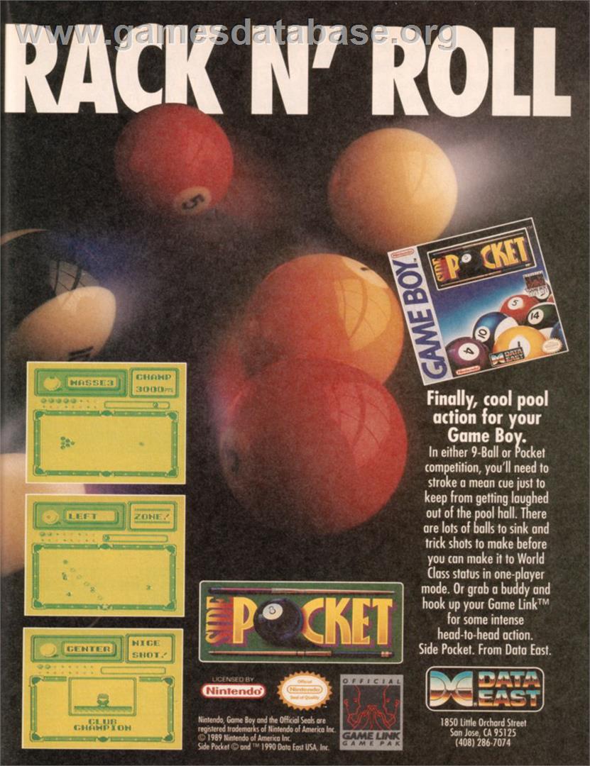 Side Pocket - Nintendo Game Boy - Artwork - Advert