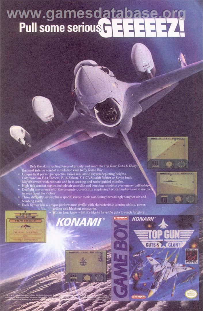 Top Gun: Guts & Glory - Nintendo Game Boy - Artwork - Advert