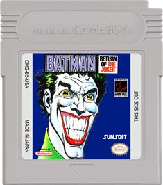 Cartridge artwork for Batman: Return of the Joker on the Nintendo Game Boy.