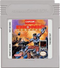 Cartridge artwork for Bionic Commando on the Nintendo Game Boy.