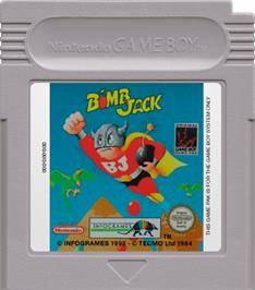 Cartridge artwork for Bomb Jack on the Nintendo Game Boy.