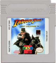 Cartridge artwork for Indiana Jones and the Last Crusade: The Action Game on the Nintendo Game Boy.