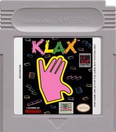Cartridge artwork for Klax on the Nintendo Game Boy.