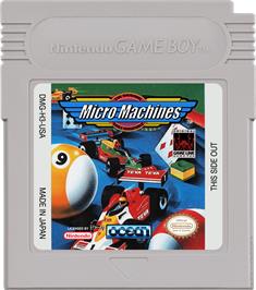 Cartridge artwork for Micro Machines on the Nintendo Game Boy.