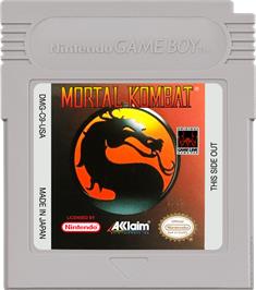Cartridge artwork for Mortal Kombat on the Nintendo Game Boy.