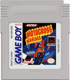 Cartridge artwork for Motocross Maniacs on the Nintendo Game Boy.