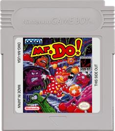 Cartridge artwork for Mr. Do! on the Nintendo Game Boy.